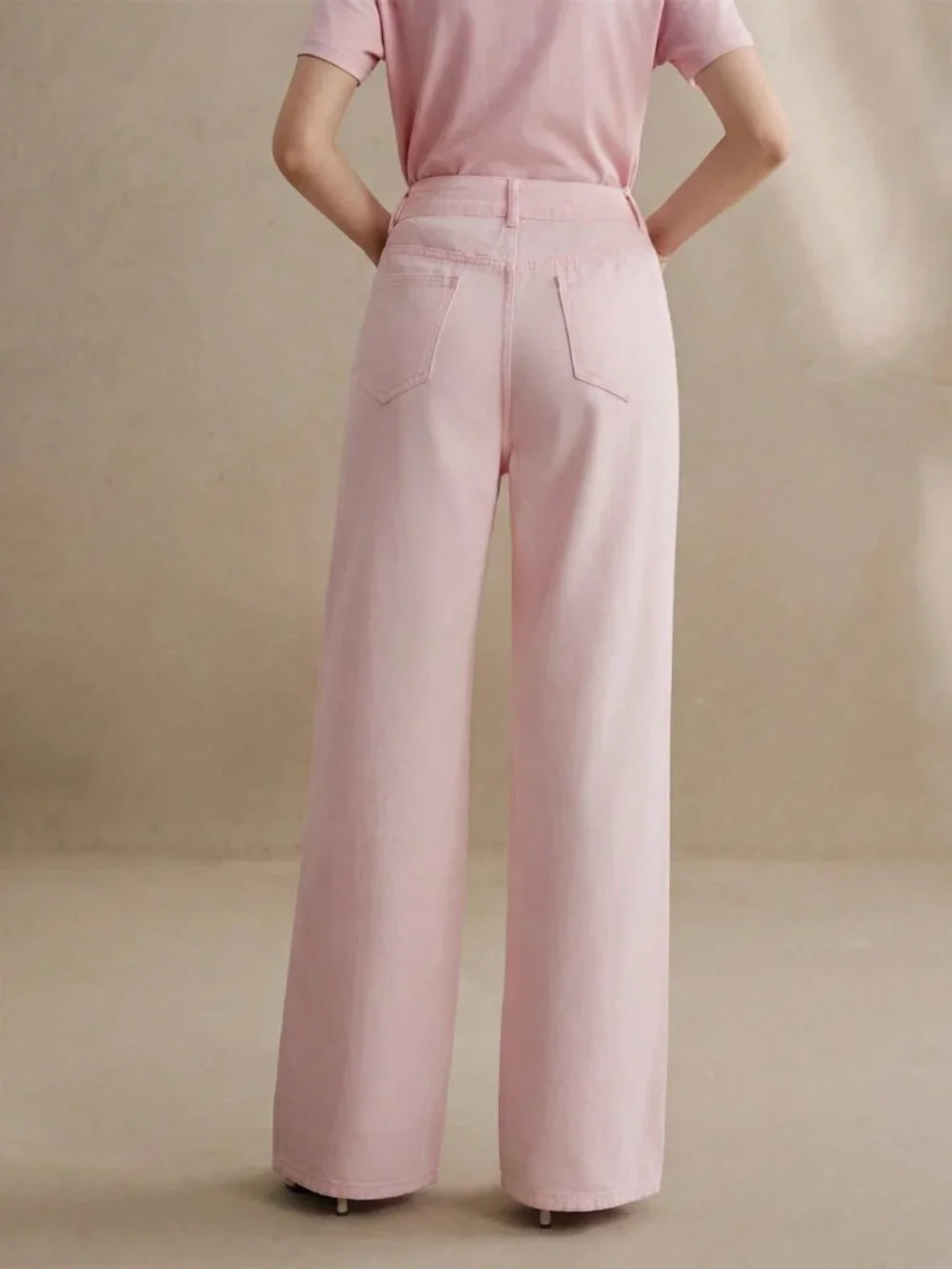 Pink Casual Women's Design Beaded Rhinestone Straight Leg Jeans